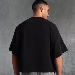 Camiseta de Hombre de Corte Cuadrado, Lavado a la Piedra, de Poliéster y Algodón, Estilo Casual Oversize, Disponible en Varios Tamaños - Product Image 1