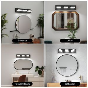 Lampada da Bagno a LED Moderna in Acrilico Nero Opaco, 3 Luci, 20 Pollici, Illuminazione da Parete M - Product Image 3