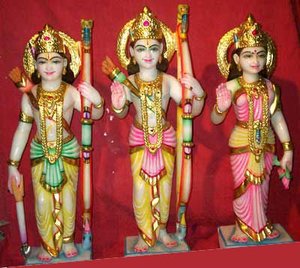 Estatua de Ram Darbar de Mármol Hecha a Mano de Calidad Superior, Dios Hindú Indio Shri Ram y Sita Mata Ji con Mano de Bendición para el Hogar - Product Image 3