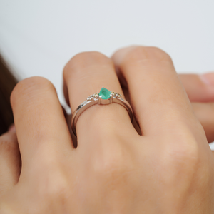 Trending 100% Genuine <b>Emerald</b> & Diamond Solitaire Accent <b>Ring</b> In 925 Sterling <b>Silver</b> Fine Everyday Minimal Jewelry For Her - Product Image 4