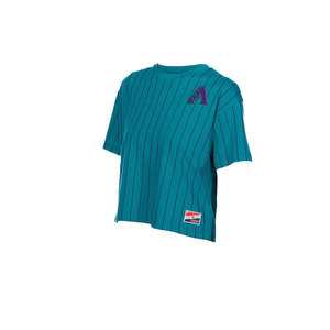 Camiseta de manga corta con estampado de rayas y corte holgado para mujer, New Era MLB de los Arizona Diamondbacks, edición City Connect, estilo retro, de malla transpirable. - Product Image 6