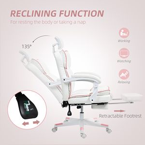 Sedia da Ufficio Direzionale in Pelle PU Bianca con Ruote Girevoli, Certificata BIFMA, Materiale in Rete, Reclinabile, con Poggiatesta e Poggiapiedi - Product Image 6