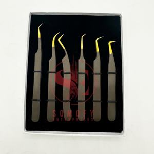 Pinzas de pestañas profesionales de acero inoxidable con logotipo personalizado, Etiqueta Privada, punta de fibra de 45/75/90 grados, producto sostenible duradero - Product Image 1