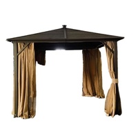 Gazebo d'extérieur autoportant en aluminium avec structure thermolaquée gris foncé et système de toit à persiennes réglables pour terrasse Summit