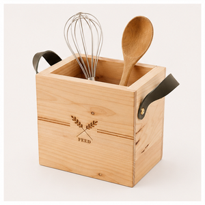 Premium Handcrafted Wooden Cutlery Holder & Spoon Stand For <b>Kitchen</b> Dining Table Multi-Compartment Solid Wood Flatware <b>Caddy</b> - Product Image 3