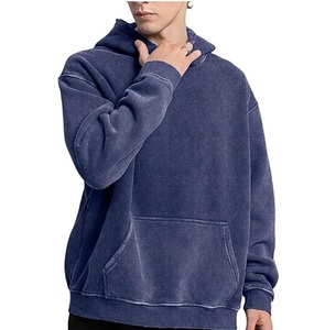 Sweat à capuche épais à épaules tombantes, grande taille, uni, vintage, écologique, tricoté, effet délavé à l'acide, chaud pour l'extérieur, automne-hiver, avec logo personnalisé - Product Image 3