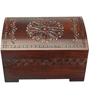 Chic Natural Wooden Hand Carved Vintage Storage <b>Boxes</b> For Jewelry <b>Keepsake</b> Vanity With Hinged Lid For Homedecor Wedding Gifting - Product Image 1
