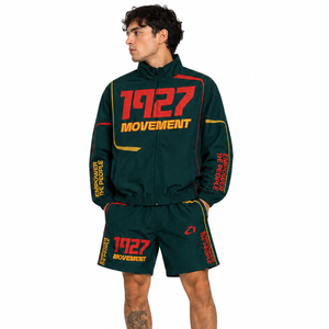 Ensemble de survêtement personnalisé avec logo brodé de haute qualité, short, coupe-vent, ensemble léger en nylon patchwork, sweats à capuche d'été - Product Image 5