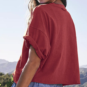 Camisetas Cortas de Mujer 2026, Ajustadas, de Manga Corta y Cuello Redondo, Suaves, de Poliéster, Algodón, Rayón y Microfibra, Estampadas, al por Mayor - Product Image 4