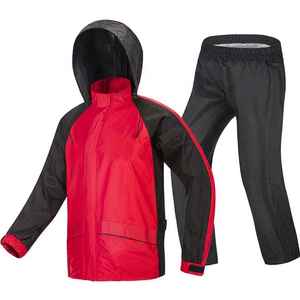 Traje Impermeable Universal para Adultos, Chaqueta con Capucha y Pantalones, Conjunto Rojo y Negro, Ropa Casual para Senderismo y Camping al Aire Libre - Product Image 1