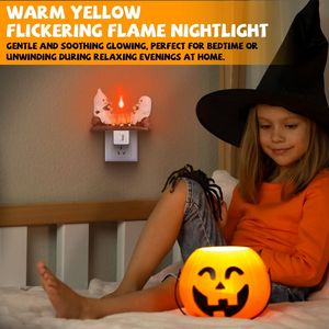 2 Pezzi Luce Notturna a Forma di Fiamma Tremolante, Divertente Decorazione 3D per Halloween, Illuminazione Notturna per Interni e Camera da Letto - Product Image 3