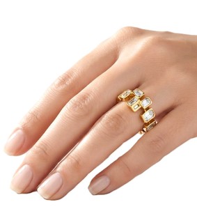 Wonderful 10K 14K 18K Solid Yellow Gold Vintage Party Channel Set Full Eternity Wedding Band Emerald Lab Diamond Stacking Ring - Product Image 6