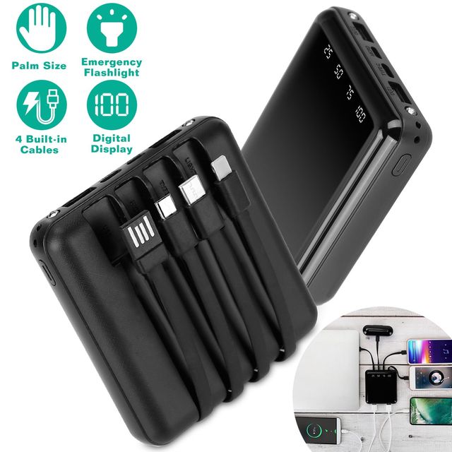 Portable Plastic Power Bank 10000mAh Type-C Input External Battery Pack Universal Output Over-discharging Protection Travel