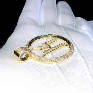 Colgante de Moissanita con Letra K Personalizada en Círculo, Chapado en Oro, Estilo Hip Hop, Plata de Ley 925, Joyería Fina, Colgantes y Dijes - Product Image 5