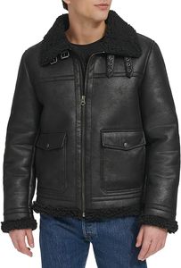 Mens Vintage Faux Leather Breathable <b>Jacket</b> <b>Lightweight</b> Knitted Turn Collar 4 Season Coat - Product Image 2