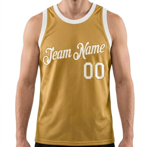 Custom Logo Basketball Jersey Men Sublimation Mesh Tank Top Breathable Teamwear Uniform Yellow and <b>White</b> Training Wear Men's <b>Tee</b> - Product Image 1