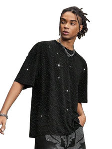 เสื้อยืดโอเวอร์ไซส์สีดำสำหรับผู้ชาย สไตล์ฮิปฮอป สตรีทแวร์ แขนสั้น ผ้าฝ้าย 100% ระบายอากาศ แห้งเร็ว Black Hill - Product Image 3