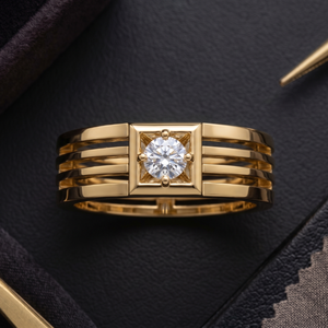 Anillo de Compromiso Solitario de Oro Amarillo para Hombre con Diamante Cultivado en Laboratorio |   Anillo de Boda con Corte Brillante VS1 Certificado por IGI |   OEM/ODM Rodio de 14 Quilates - Product Image 1