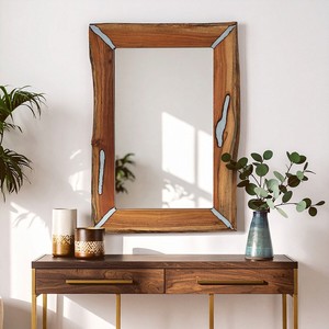 Acacia Wood Octagon <b>Mirror</b> Decorative Wall <b>Mirror</b> for Home Hotel - Product Image 1