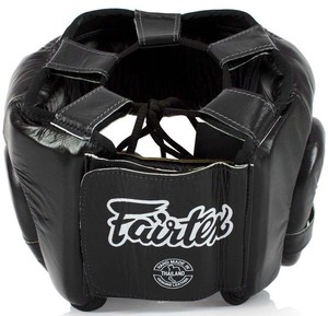 หมวกป้องกันศีรษะสำหรับชกมวย Fairtex สีดำ น้ำหนักเบา เป็นมิตรกับสิ่งแวดล้อม ผลิตตามสั่งเฉพาะบุคคล คุณภาพสูง หนังแท้ 100% - Product Image 4