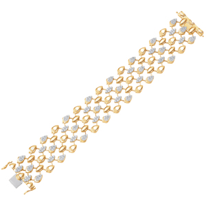 Luxury 18K <b>Solid</b> Gold Diamond Tennis <b>Bracelet</b> Pear Cut Geometric Women's Wedding Jewelry - Product Image 1