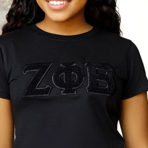 เสื้อยืดเชนิลล์สีน้ำเงิน Solid Zeta Phi Beta ปักอักษรกรีก เสื้อผ้าสตรีสำหรับชมรมนักศึกษา ทำจากผ้าฝ้าย แฟชั่นสำหรับผู้หญิง - Product Image 6