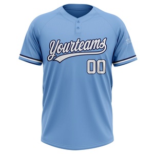 Nouvelle arrivée, maillot de baseball bleu clair personnalisé Yourteams 00, impression sublimée, col en V, manches courtes, unisexe, adulte, évacuation de l'humidité - Product Image 2