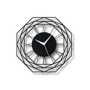 Grande horloge murale en métal, design moderne noir, pour salon, décoration de la maison - Product Image 1