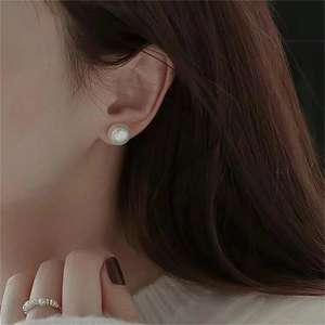 Boucles d'oreilles en perles de mer d'eau de mer Zhuji 2025, 6,5-7 mm, avec aiguille en or 18 carats, charme pour femmes, vente en gros - Product Image 3