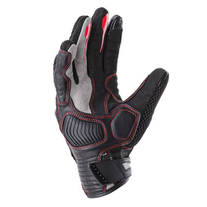 Guantes de Motociclismo de Cuero Genuino Negro y Rojo, con Malla, Protección Completa en los Nudillos, Palma Acolchada, Resistentes al Viento y Muñequera Ajustable - Product Image 2