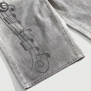 Shorts de Mezclilla Gris Desgastado Personalizados para Mujer, Estilo Vintage, Cintura Media, Corte Recto, Transpirables, Ecológicos, Poliéster/Algodón - Product Image 3