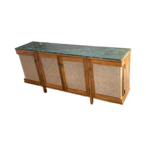 Aparador Moderno de Gran Capacidad con Cuatro Puertas de Madera de Mango y Puertas de Ratán para Sala de Estar - Product Image 2