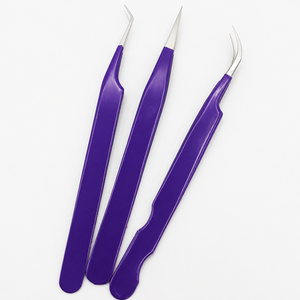 HARRAR GROUP COMPANIES – Ensemble de pinces à épiler professionnelles en acier inoxydable violet, lisses et de précision, à pointes droites et coudées, pour extensions de cils - Product Image 3