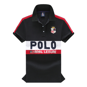 เสื้อโปโลแขนสั้นผู้ชาย Polo Royal Leisure สีดำ แดง ขาว พิมพ์ลายตัวอักษร สไตล์ลำลอง ผ้าถักโพลีเอสเตอร์ ระบายอากาศได้ดี โลโก้ด้านหน้า - Product Image 1