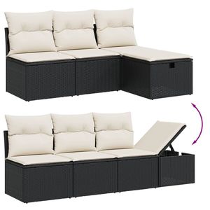 Grand ensemble de canapés de jardin modulaires en polyrotin noir et acier, mobilier d'extérieur moderne - Product Image 3