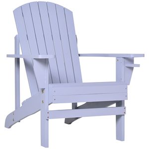 Sedia Adirondack Oversize con Portabicchieri Grigia, Arredamento da Esterno per Braciere - Product Image 1