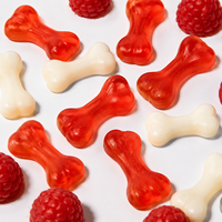 Bonbons gélifiés personnalisés en forme d'os, saveur fruitée acidulée et sucrée, doux, halal, vente en gros d'usine, OEM, marque privée, TIK TOK, présentoir en vrac