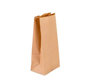 Tas kertas cubit bawah tas kelas makanan sekali pakai ramah lingkungan terbuat dari kantong kertas coklat bahan ringan yang kuat
