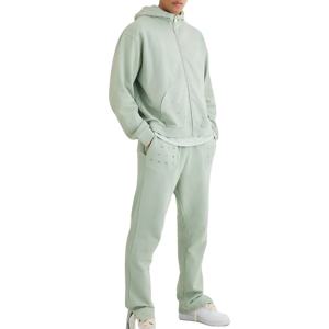 Ensemble de survêtement homme délavé à l'acide de qualité supérieure, en tissu respirant, pour le sport et le jogging, avec sweat à capuche zippé et pantalon, grandes tailles, streetwear, vente en gros OEM - Product Image 1