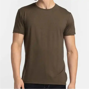 T-shirt à manches courtes pour homme, couleur unie, col rond, coupe classique, décontracté, 100% coton jersey tricoté - Product Image 1