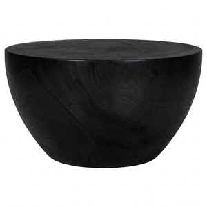 Horizon Bowl Coffee Table Black Finish Modern Organic <b>Solid</b> Suar <b>Wood</b> Premium Thick Bowl Top Living Room Home Furniture - Product Image 1