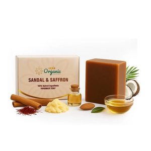 Jabón Orgánico Hexa de Sándalo con Madera de Sándalo, Azafrán y Manteca de Karité 100g - Product Image 1