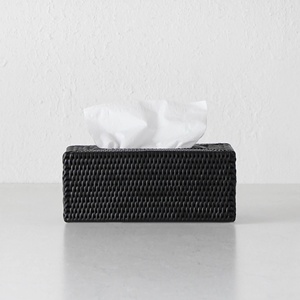 Porta pañuelos de ratán trenzado, decoración para encimera de cocina, funda de fibra natural para cajas de pañuelos - Product Image 3