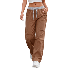 Pantalon évasé tendance pour femme, taille mi-haute avec cordon de serrage avant, logo personnalisé, extensible, style streetwear, coupe ample, décontracté, pour la nuit - Product Image 3