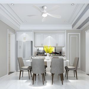 Ventilatore da soffitto moderno a LED da 52 pollici con pale in ABS dimmerabili a 3 colori, telecomando e motore DC reversibile, bianco - Product Image 3