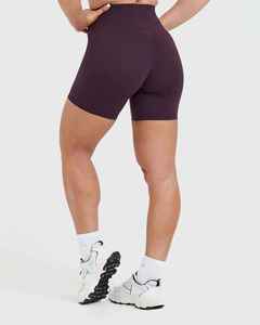 Shorts de sport taille haute pour femme, couleur bleu myrtille, en tricot extensible polyester, séchage rapide, idéal pour le yoga et l'entraînement, couleur tendance, best-seller - Product Image 5