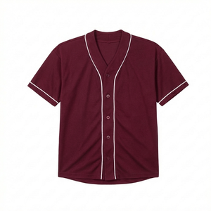 Camiseta de Béisbol al Por Mayor, Corte Regular, con Botones Frontales, Precio Económico, Diseño Sólido, Secado Rápido, 100% Poliéster, Servicio OEM - Product Image 1