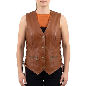 Chaleco de Cuero para Mujer, a la Moda, Impermeable, Estilo Urbano, Diseño Ligero, Prenda Exterior Informal para Uso Diario - Product Image 1