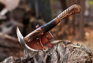 Custom Handmade High Carbon Steel Viking Tomahawk Industrial Grade Steel <b>Handle</b> 400mm 1.5kg Leather Sheath Camping Daily Outdoor - Product Image 5