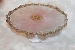 Base de Resina Premium Hecha a Mano con Detalles en Rosa y Plata para Exhibición de Pasteles en Bodas, Fiestas de Cumpleaños y Decoración de Mesas de Lujo - Product Image 5